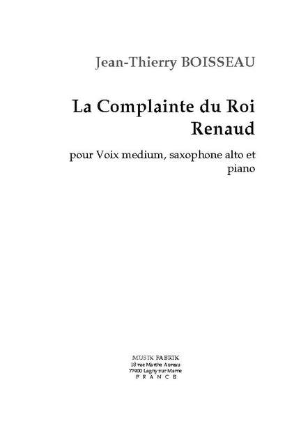 J.-Th. Boisseau: La Complainte du Roi Renaud