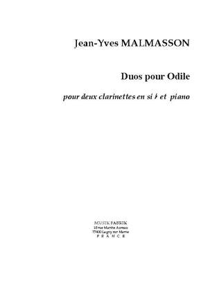 Jean-Yves Malmasson: Duos pour Odile