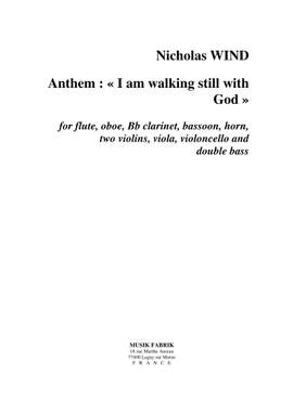 Nicolas Wind: Athem: I am walking still with God