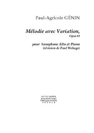 Paul-Agricole Génin: Mélodie avec Variation, Opus 63