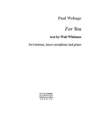 Paul Wehage: To You (txt de Walt Whitman)