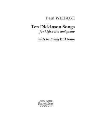 Paul Wehage: Ten Dickinson Songs (txt en angl. d'E. Dickinson)