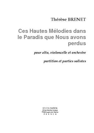 Thérèse Brenet: Ces Hautes Mélodies dans le Paradis...