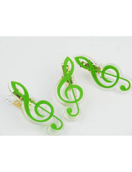 Clip g-clef green 7cm
