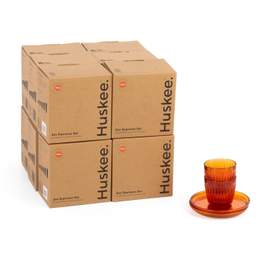 12x 3oz Espresso HuskeeRenew Cup & Saucer Set of 2 - Amber