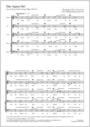 Reger, Max: Das Agnus Dei, Op. 138/6