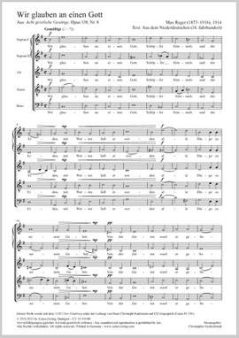 Reger, Max: Wir glauben an einen Gott , Op. 138/8