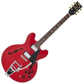 Vintage semi-acoustic guitar with bigsby - cherry red