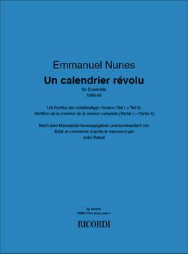 Emmanuel Nunes: Un calendrier révolu