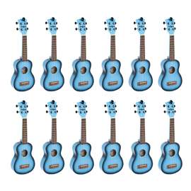 Octopus Academy soprano ukulele class pack of 12 - Light blue burst