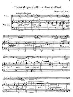 Novák, Vítezslav: Tri skladby, three compositions for violin and piano Op. 3