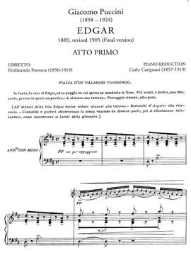 Puccini, Giacomo : Edgar, opera in three acts (Vocal score with Italian libretto)