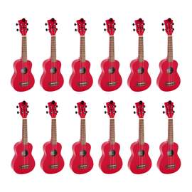 Octopus Academy soprano ukulele class pack of 12 - Candy apple red