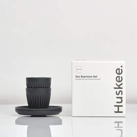 3oz Espresso HuskeeCup and Saucer Set of 2 - Charcoal