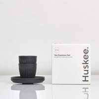 3oz Espresso HuskeeCup and Saucer Set of 2 - Charcoal