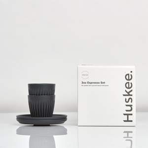 3oz Espresso HuskeeCup and Saucer Set of 2 - Charcoal