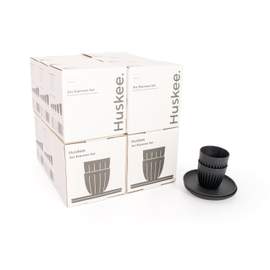 12x 3oz Espresso HuskeeCup and Saucer Set of 2 - Charcoal