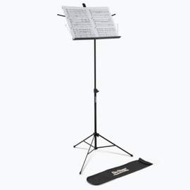 On stage music stand and bag