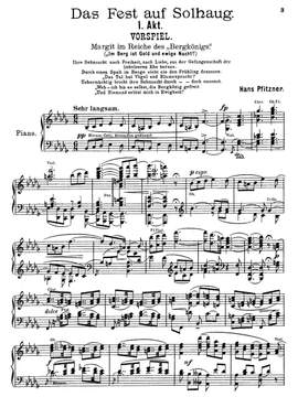 Pfitzner, Hans: Stage music to Henrik Ibsen’s drama 'Das Fest auf Solhaug/The Feast at Solhaug' (Piano reduction with German text of the composer)