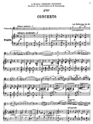 Rubinstein, Anton: Concerto pour Violoncelle No. 2, op. 96 (Piano reduction & solo)