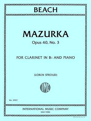 Amy Beach: Mazurka Opus 40 No. 3