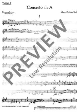 Bach, Johann Christian: Concerto A Major
