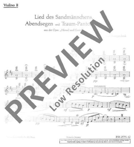 Humperdinck, E: Lied des Sandmännchens