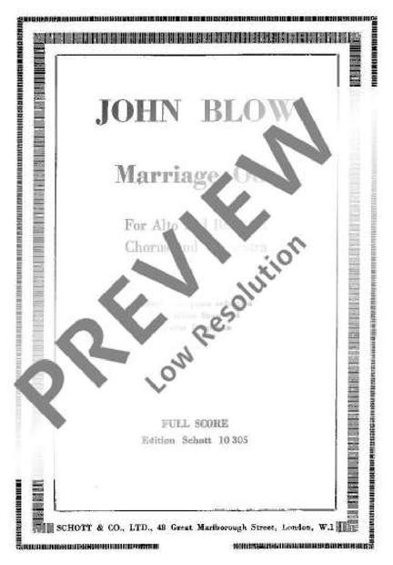 Blow, John: Marriage Ode