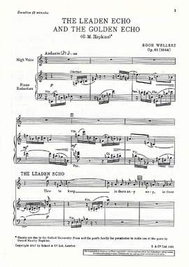 Wellesz, Egon: Leaden & Golden Echo op. 61