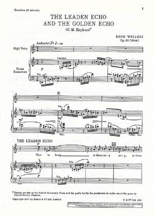 Wellesz, Egon: Leaden & Golden Echo op. 61