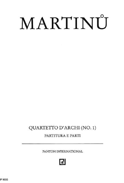 Martinů, Bohuslav: 1. String quartet H 117