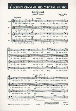 Zehm, Friedrich: Kriegslied