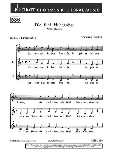 Erdlen, Hermann: Die fünf Hühnerchen