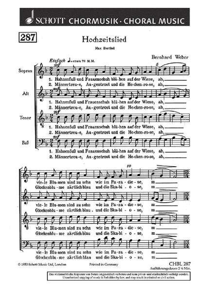 Weber, Bernhard: Hochzeitslied