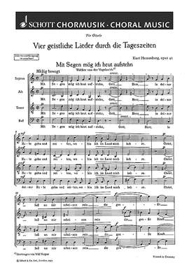 Hessenberg, Kurt: Vier geistliche Lieder durch die Tageszeiten op. 41
