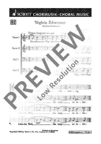 Weber, Bernhard: Vöglein Schwermut