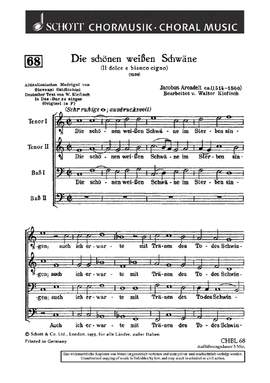Arcadelt, Jacob: Die schönen weißen Schwäne