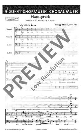 Mohler, Philipp: Hausspruch op. 42/1