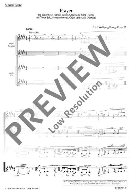 Korngold, E W: Prayer op. 32