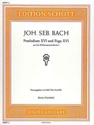 Bach, Johann Sebastian: Prelude XVI and Fugue XVI G minor BWV 861