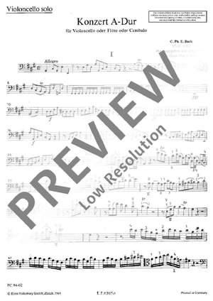 Bach, C P E: Concerto A major H 437-39, Wq 168, 172, 29