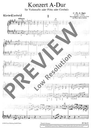 Bach, C P E: Concerto A major H 437-39, Wq 168, 172, 29