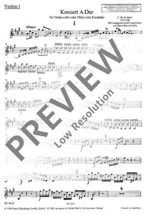 Bach, C P E: Concerto A major H 437-39, Wq 168, 172, 29