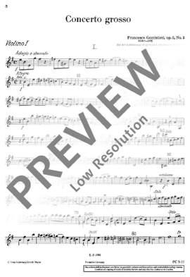 Geminiani, F: Concerto grosso e-Moll E minor op. 3/3