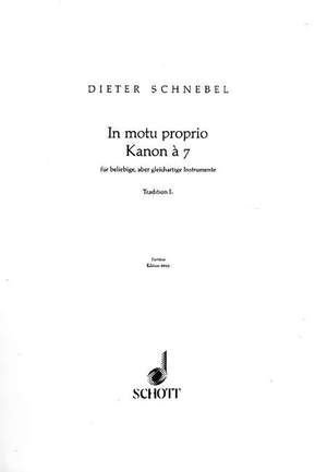 Schnebel, Dieter: In motu proprio