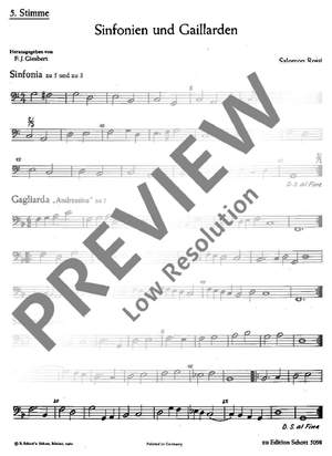 Rossi, Salomone de: Sinfonien und Gaillarden
