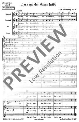 Hessenberg, Kurt: Das sagt, der Amen heißt op. 46