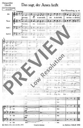 Hessenberg, Kurt: Das sagt, der Amen heißt op. 46