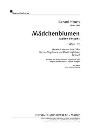 Strauss, Richard: Maiden-Blossoms – Four Poems by Felix Dahn for Voice and Piano op. 22/3