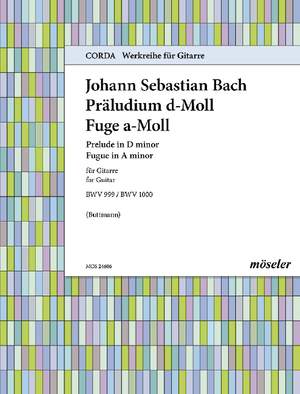 Bach, Johann Sebastian: Präludium D minor (orig. C minor) / Fuge A minor (orig. G minor) BWV 999/BWV 1000